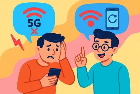 Una persona sufre problemas en la conexión 5G y otra le da soluciones