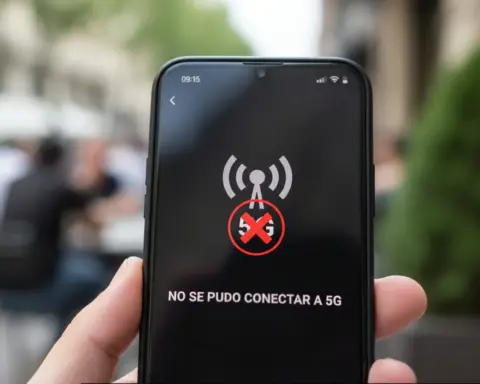 Móvil que muestra problemas con la conexión 5G