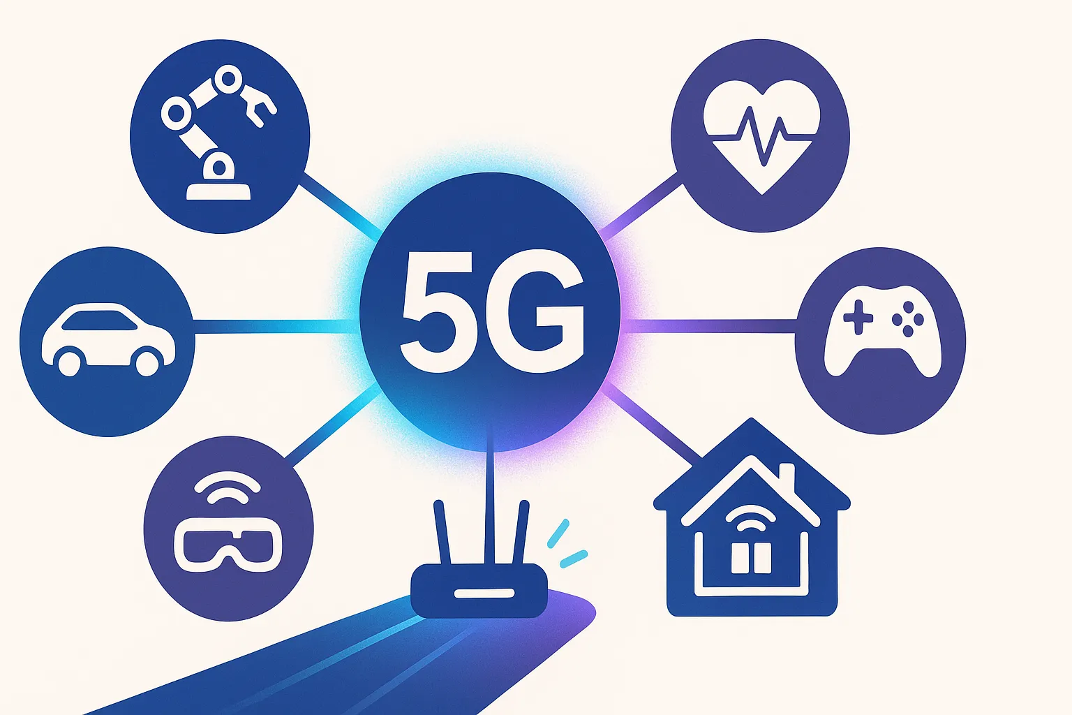 Infografía que representa las distintas aplicaciones del 5G.