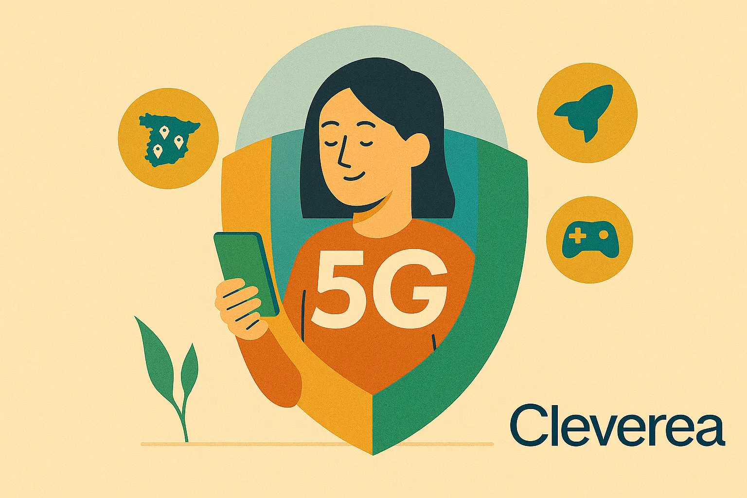 Persona leyendo el móvil dentro gracias a la cobertura 5G de su tarifa de Cleverea.