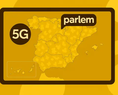 Mapa de cobertura 5G de Parlem en España con diseño corporativo amarillo
