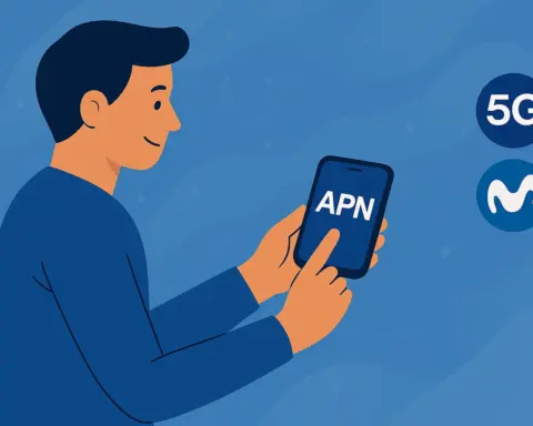 Usuario configurando APN 5G en un móvil con red Movistar